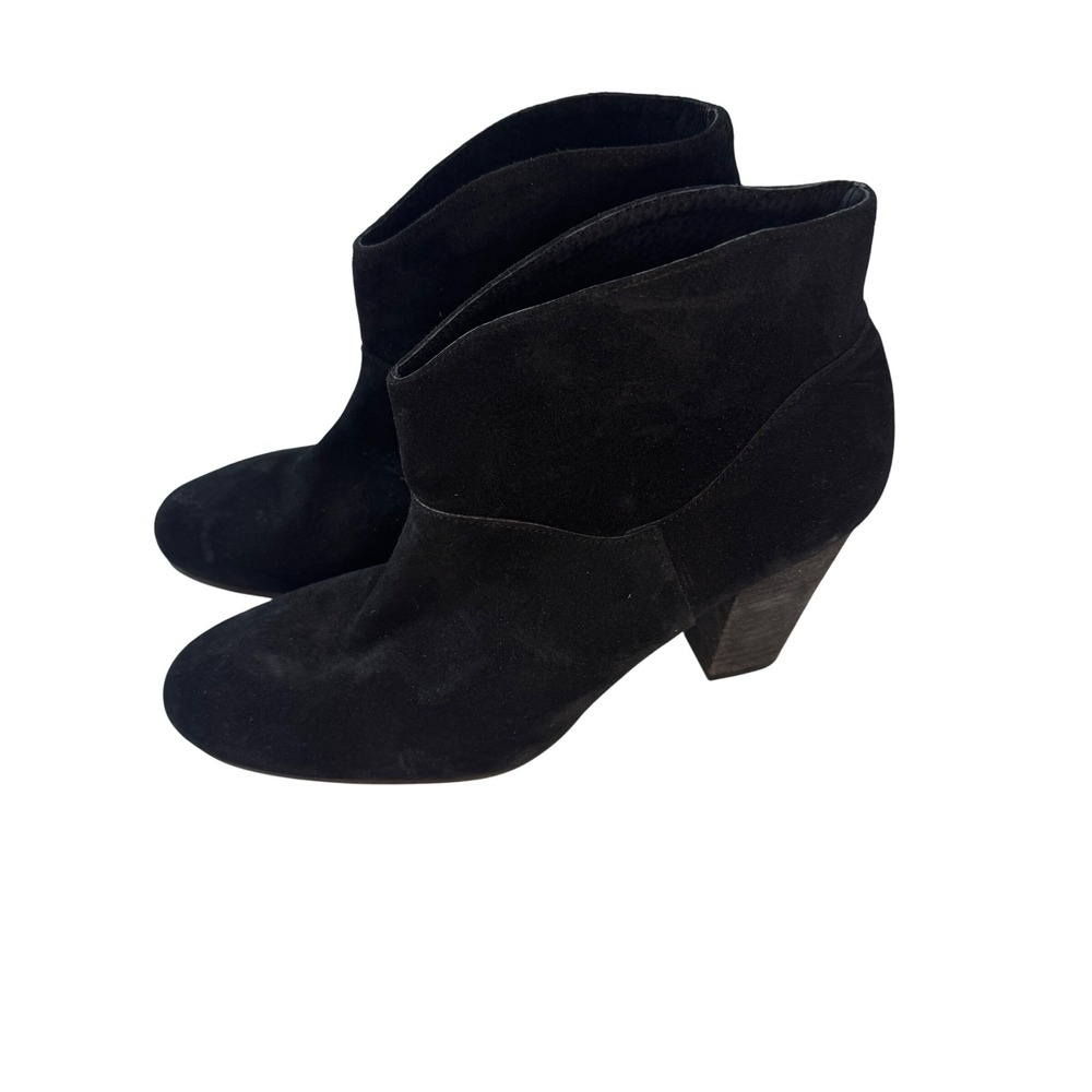 Jeffrey Campbell Free People Black Suede Chelsea Boots Stacked Heel EU 37 US 6.5
